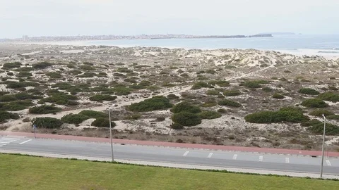View on road and Atlantic ocean in Peniche, Baleal, Portugal Video stock 125466420