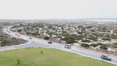 View on road and Atlantic ocean in Peniche, Baleal, Portugal Video stock 125466476