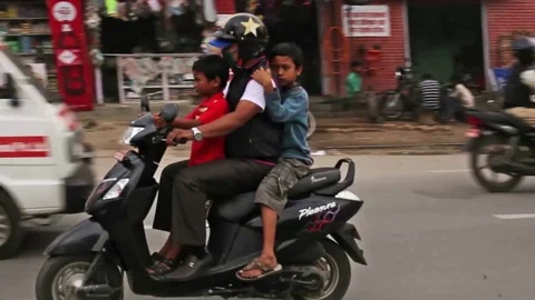 View of the road and KTM suburb streets from the bus window driving Stock Footage 75575127