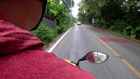 View of the road and the side mirror of motorcycle Video stock 191965184