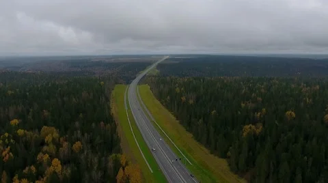 View on the road to the bridge. Autumn Stock Footage 68795932