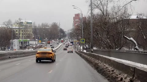 View of the road from the bus driver's cab. Stock Footage 226631287