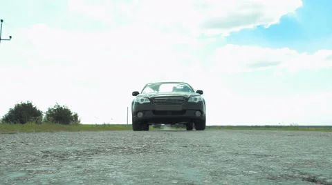 View from road of car bottom riding on road Stock Footage 66291147