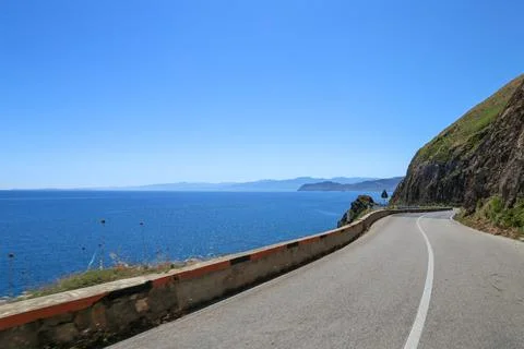 View of the road on the coast Stock Photos