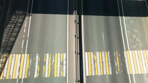 View of the road from a drone. The quadcopter flies over the highway. Stock Footage 212101003