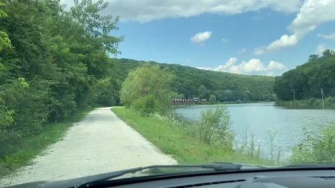 View of the road from the front window of the car Stock Footage 252231299