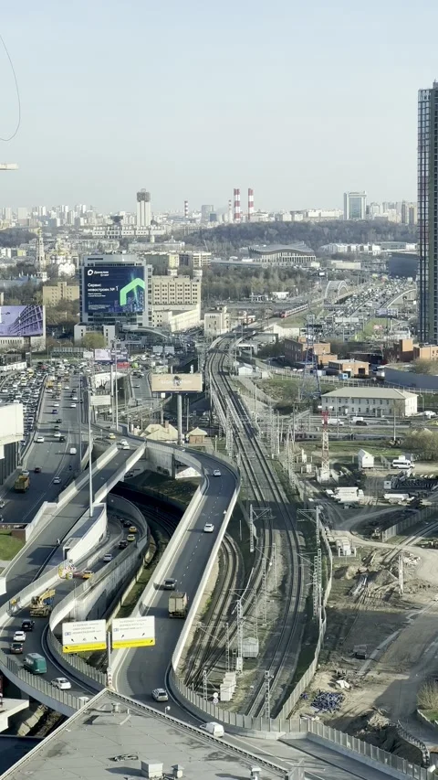 View of the road junction of a big city with a lot of traffic. Stock Footage 239851551