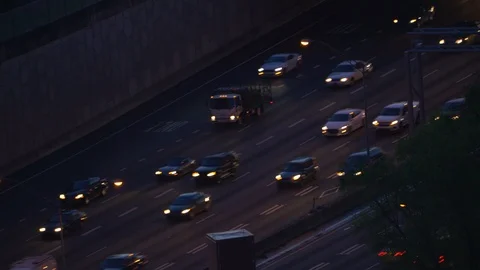 View of road junction traffic jam, car, and transportation in Atlanta, USA. Stock Footage 106274478