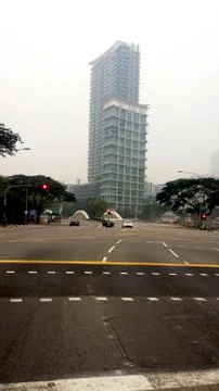 View of road junction with traffic light Stock Photos