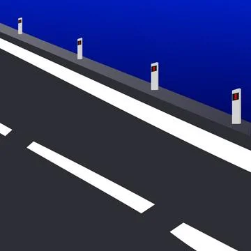 View of the road with markings and posts. Vector illustration. Stock Illustration