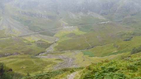 View of the road from the mountain. Scotland. Stock Footage 82001455