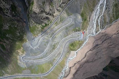 View of a road in the mountains Stock Photos
