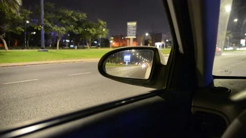 View of the road at night from the car the dashboard lights up Stock Footage 134328147