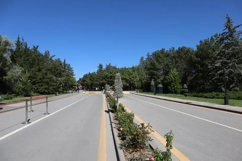 View of  road a path in the Park between the trees at Mustafa Kemal Atatu?r.. Stock Photos