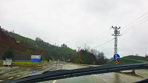 A view of a road with a power line Stock Footage 273015656