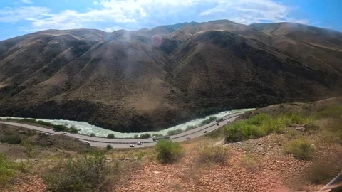 View of the road through the train window Stock-Footage 282366430
