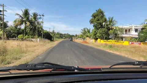 View of road way through the car front glass Stock Footage 144549929