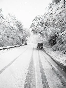 The view of the road in winter Stock Photos