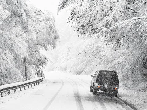 The view of the road in winter Stock Photos