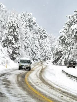 The view of the road in winter Stock Photos