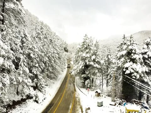 The view of the road in winter Stock Photos