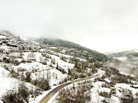 The view of the road in winter Stock Photos