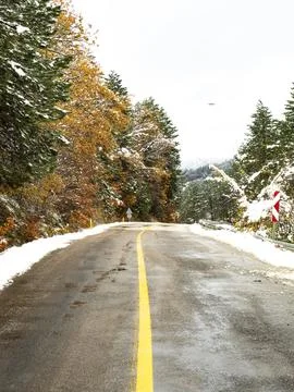 The view of the road in winter Stock Photos