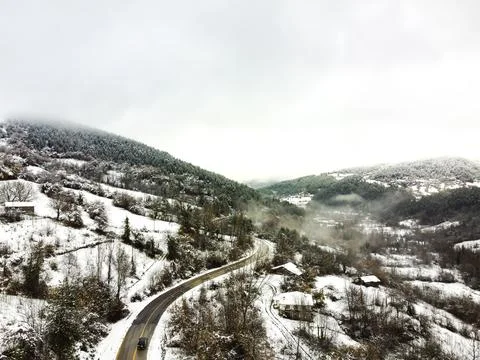 The view of the road in winter Stock Photos