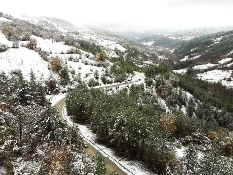 The view of the road in winter Stock Photos