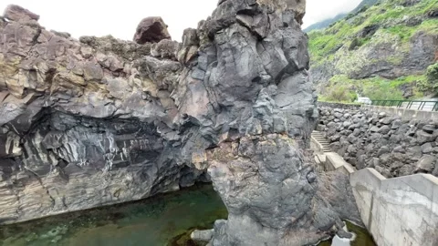 A view on the rock coast of Madeira Stock Footage 265190799