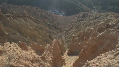 View of rock formation Stob pyramids in the Rila mountain. Stock Footage 170512698