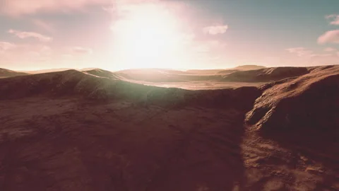 The view of rock formations in Wadi Rum desert Stock Footage 233191699