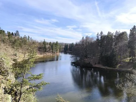 View from the rock to the pond Stock Photos