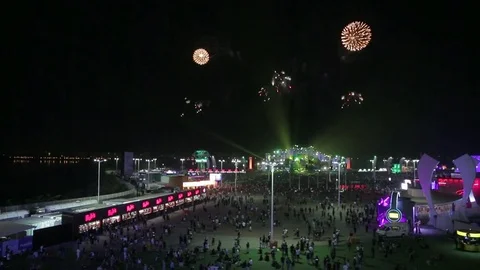 View of Rock in Rio fireworks Stock-Footage 72091238
