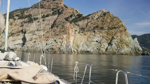 View of the rock from the sailing boat Stock Footage 223260823