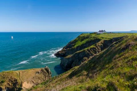 A view of rocks and cliffs near the Baily Lighthouse, Howth North Dublin Stock Photos