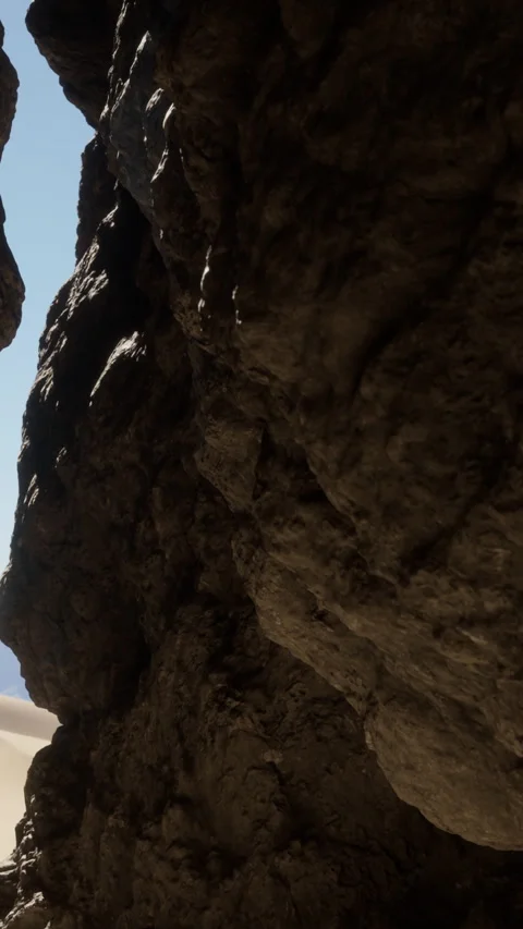 View of rocks in a canyon with sunlight shining through the gap Stock Footage 341242476
