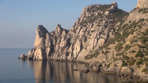 View of rocks  closing from prying eyes  of Royal Beach. Galitsyn trail. Stock Footage 108335113