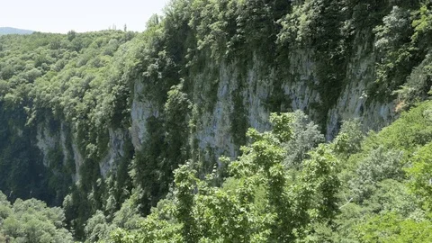 View to the rocks of the deep gorge. Okatse Canyon, near Kutaisi, Georgia Stock Footage 82628493