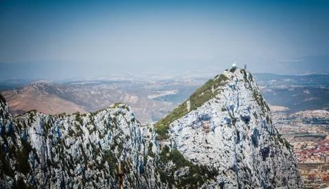 View of the rocks of gibraltar from the observation deck Stock Photos
