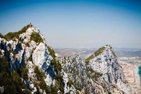 View of the rocks of gibraltar from the observation deck Stock Photos