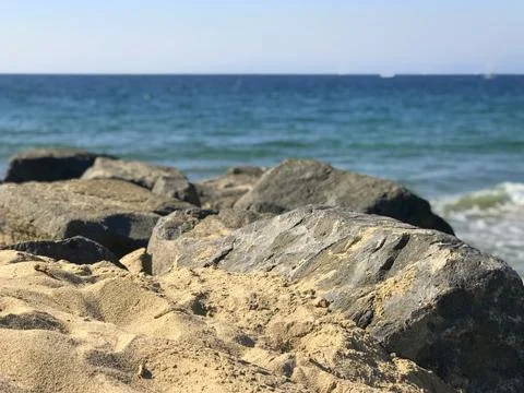 View from the rocks on the ocean Stock Photos