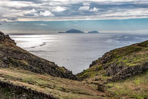 View of rocky cliffs clear water of Atlantic Ocean at Ponta de Sao Lourenco,  Stock Photos