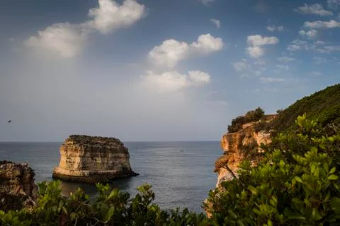 View of rocky cliffs on the ocean 스톡 사진