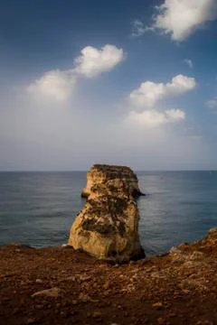 View of rocky cliffs on the ocean 스톡 사진