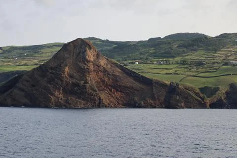 View of the rocky coast of Sao Jorge, Azores Stock Photos