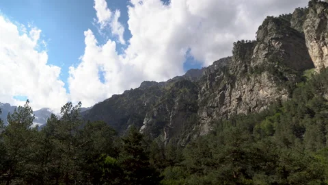 View of the rocky high mountains. Panorama from right to left. Stock-Footage 140274690