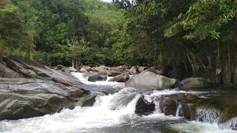 View on rocky river Foto stock