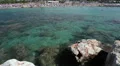 View of rocky shallow near Coral Bay beach in Peyia, Paphos, Cyprus HD Footage