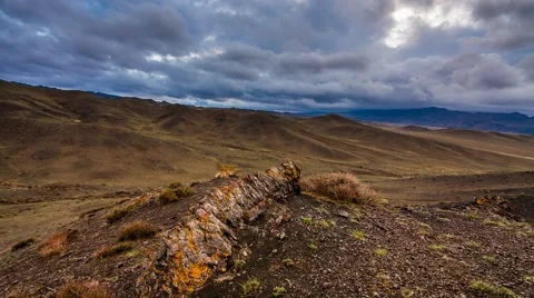 View of the rocky steppe. Mongolia. Time Lapse. Stock Footage 66255618